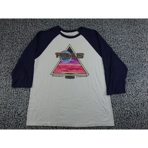 Primus Raglan T-Shirt Mens Large White Navy Blue 3/4 Sleeve Band Tee